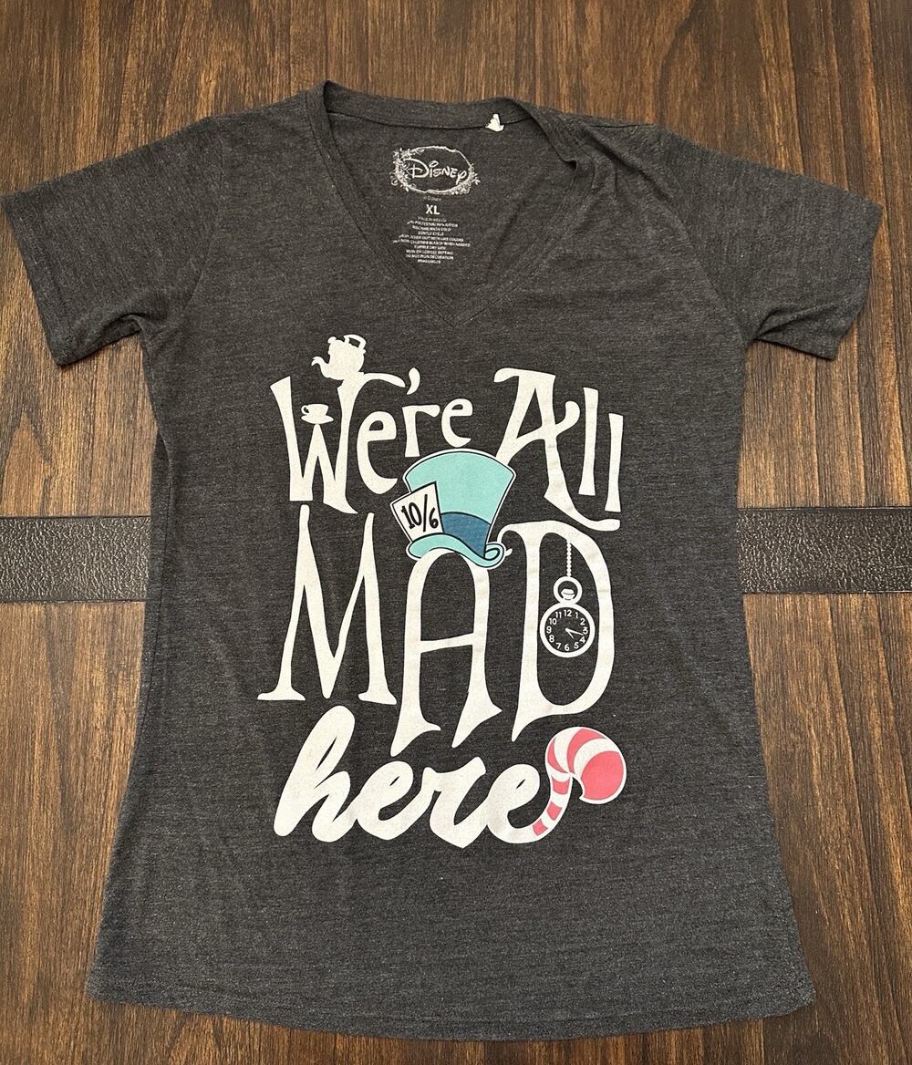 Disney We’re All Mad Here Alice In Wonderland Short Sleeve T-Shirt —Size XL